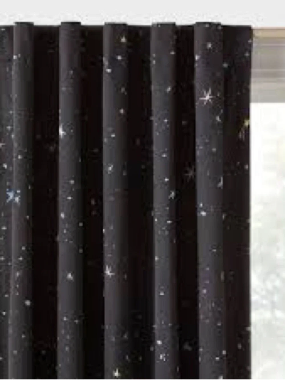 Pillowfort Glow in Dark Blackout Curtain Black Stars 42x84